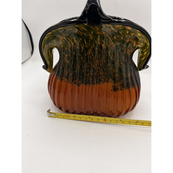 Vintage Murano Style Glass Handbag Purse Sculpture Cased Glass Fluted 8” Fall - Picture 9 of 11